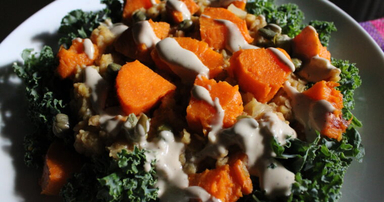 Roasted Sweet Potato, Quinoa & Kale Salad