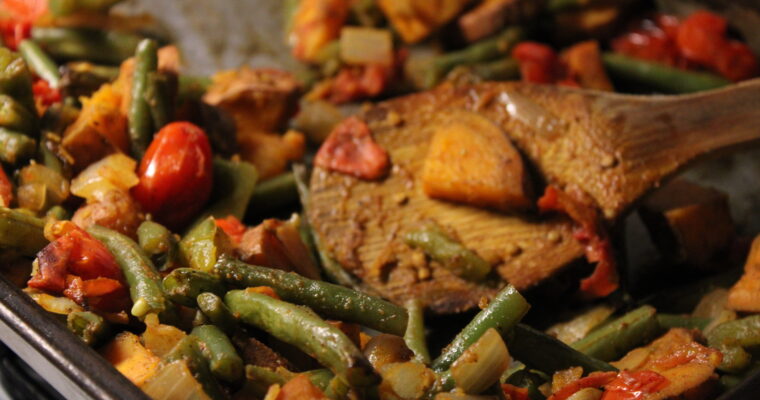 Roasted Green Beans & Sweet Potatoes