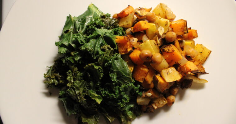 Braised Kale & Roasted Sweet Potatoes