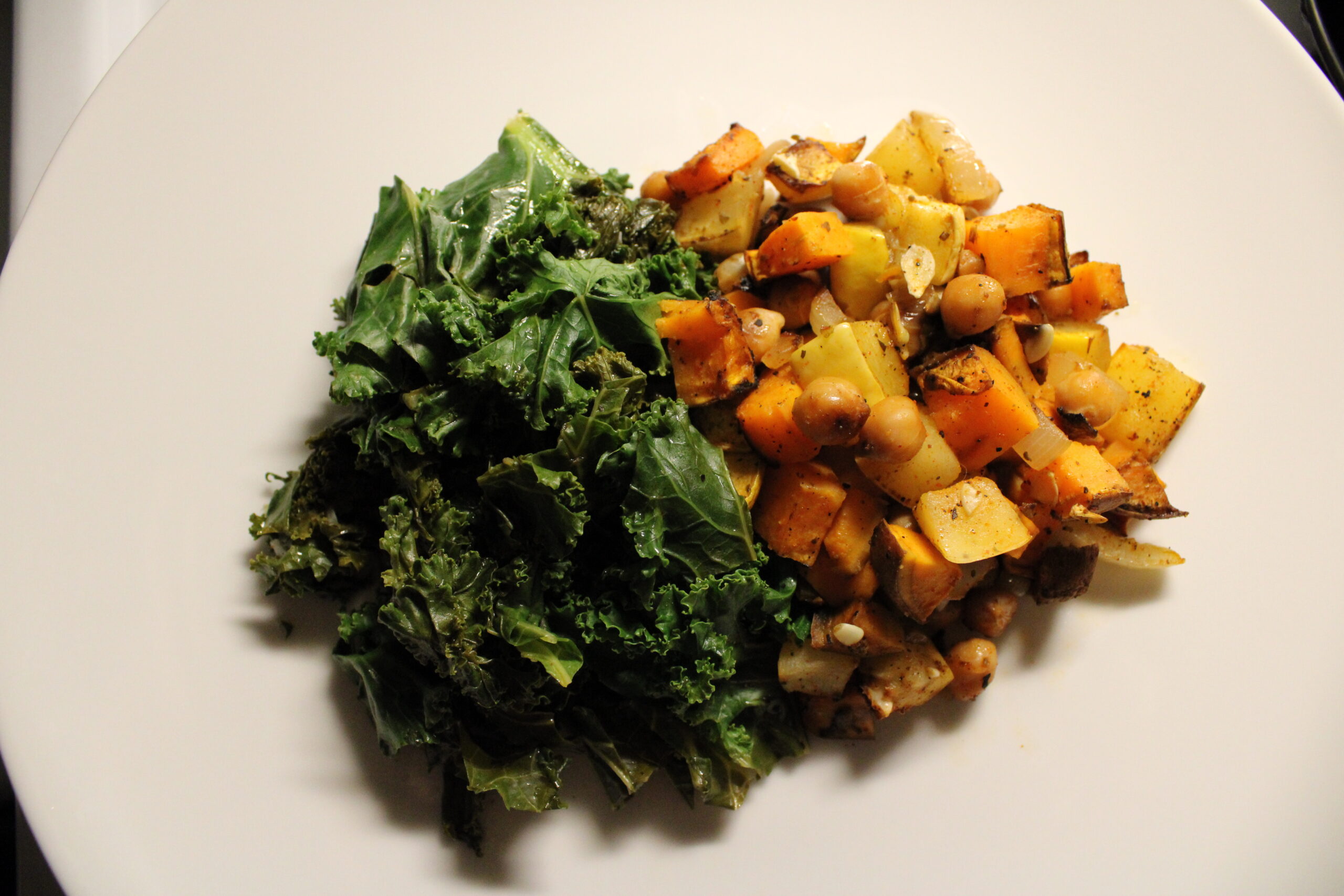 Braised Kale & Roasted Sweet Potatoes
