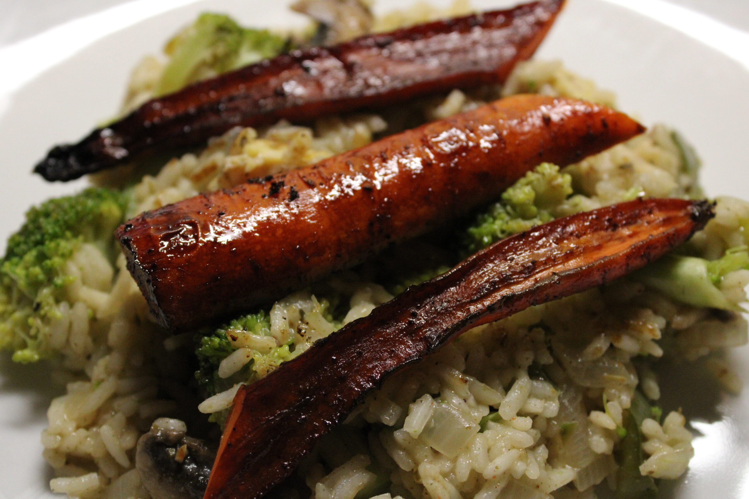 Balsamic-Honey Roasted Carrots & Vegetable Rice Pilaf