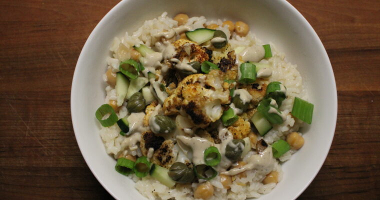 Roasted Cauliflower & Rice Tahini Bowl