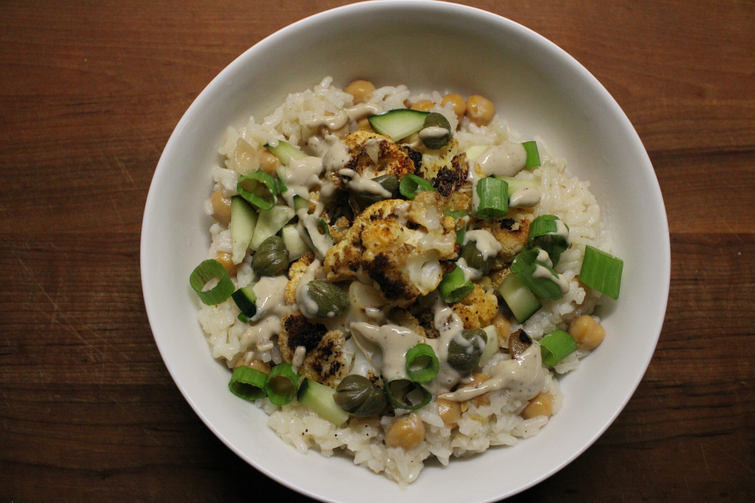 Roasted Cauliflower & Rice Tahini Bowl