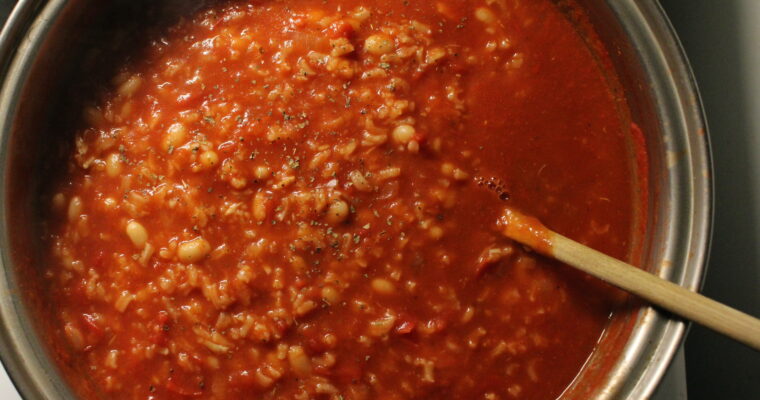 Tomato & Rice Soup with Navy Beans