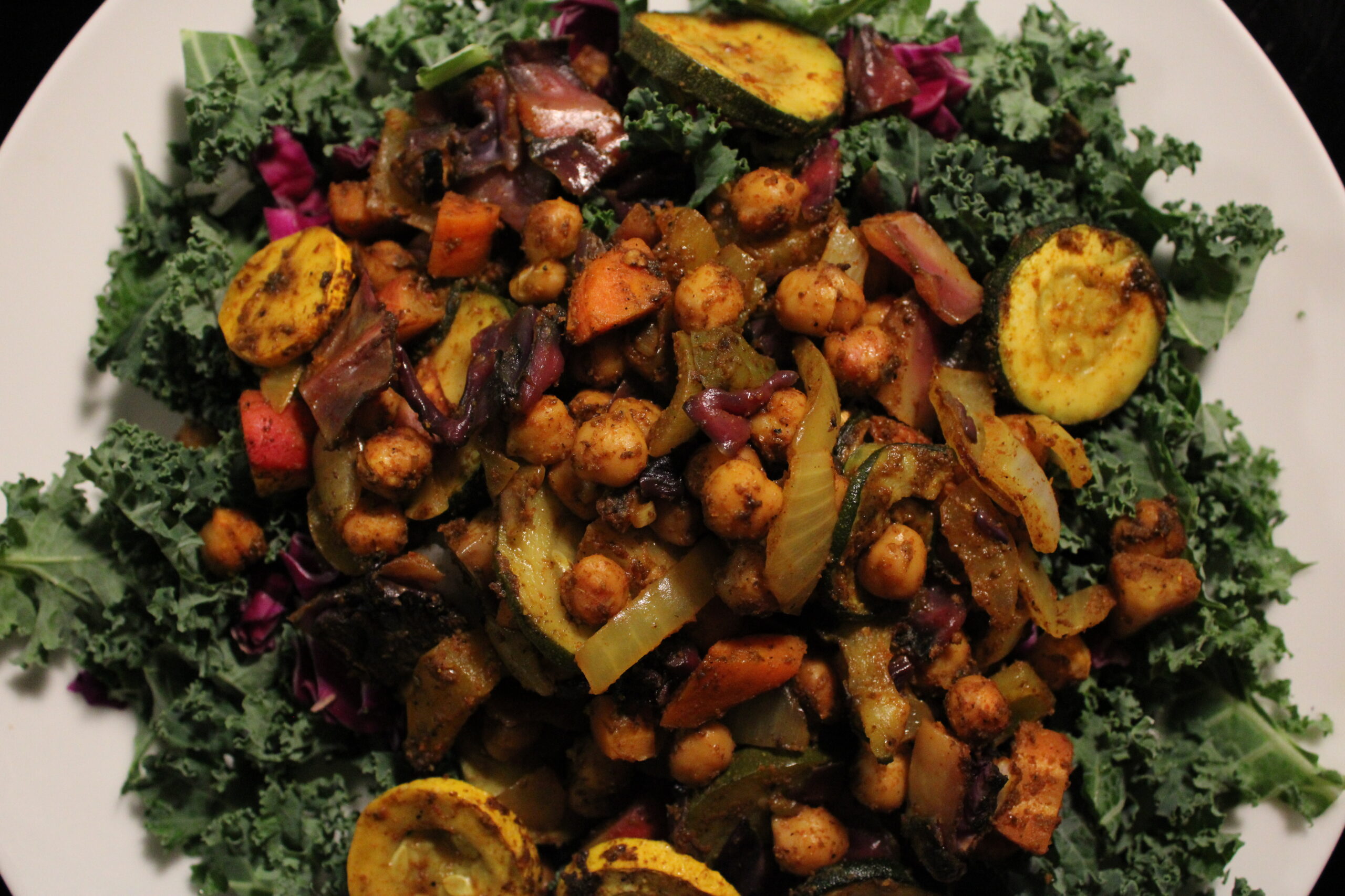 Roasted Spiced Chickpeas & Greens