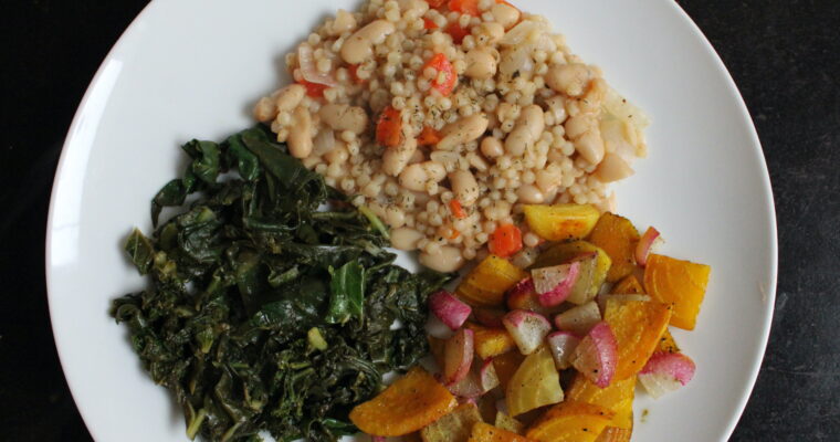 Roasted Beets with Couscous & Greens