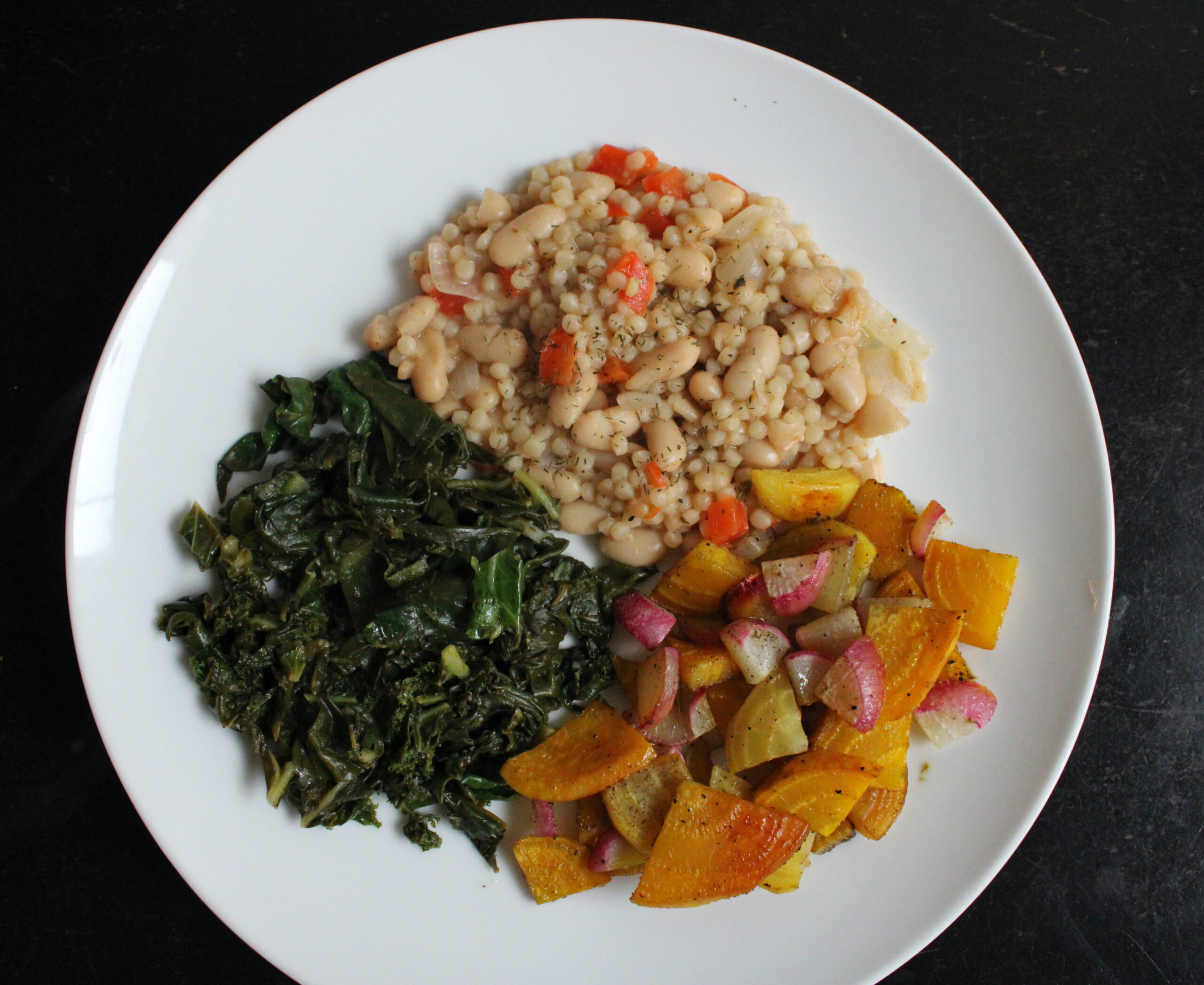 Roasted Beets with Couscous & Greens