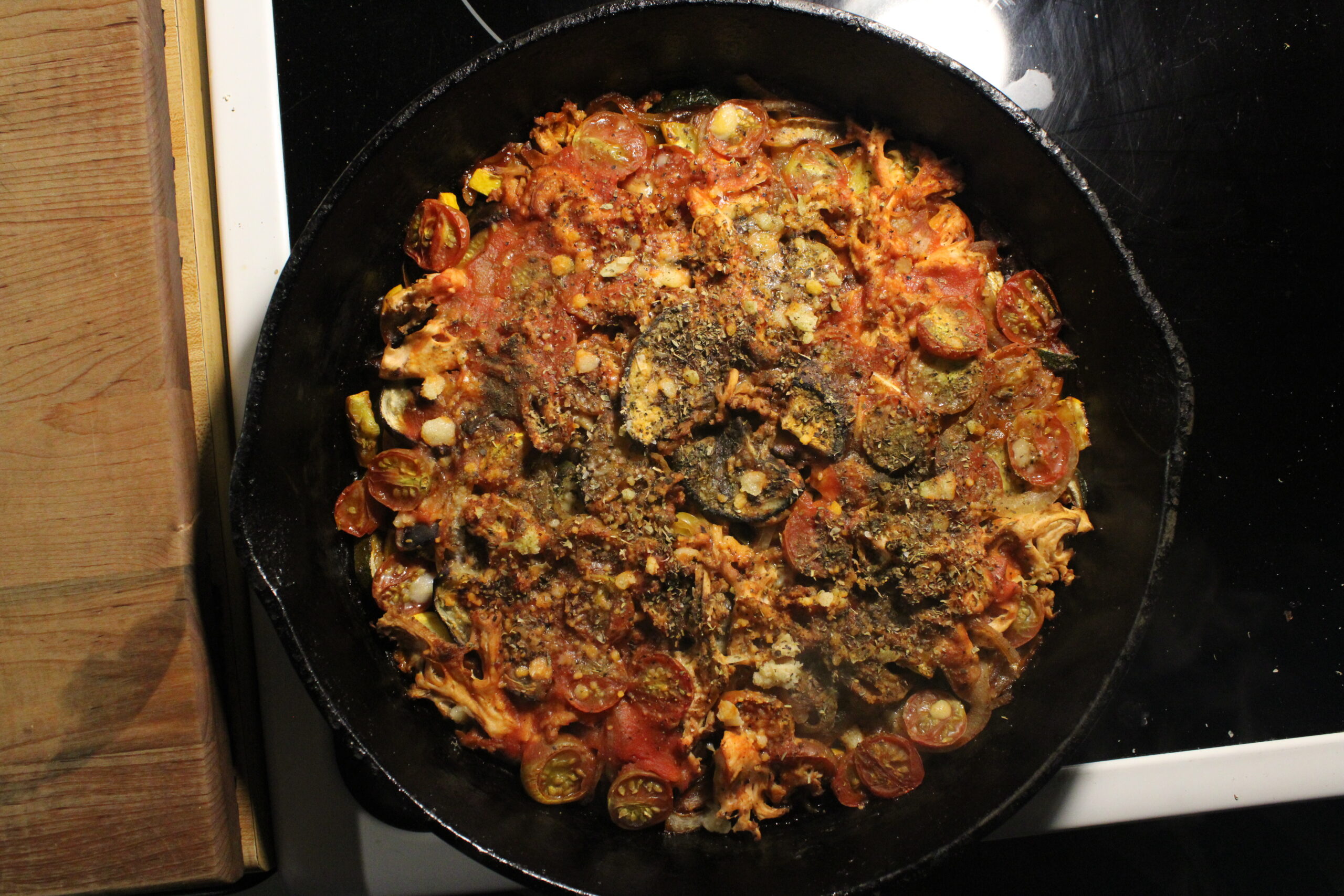 Roasted Eggplant & Mushroom Skillet