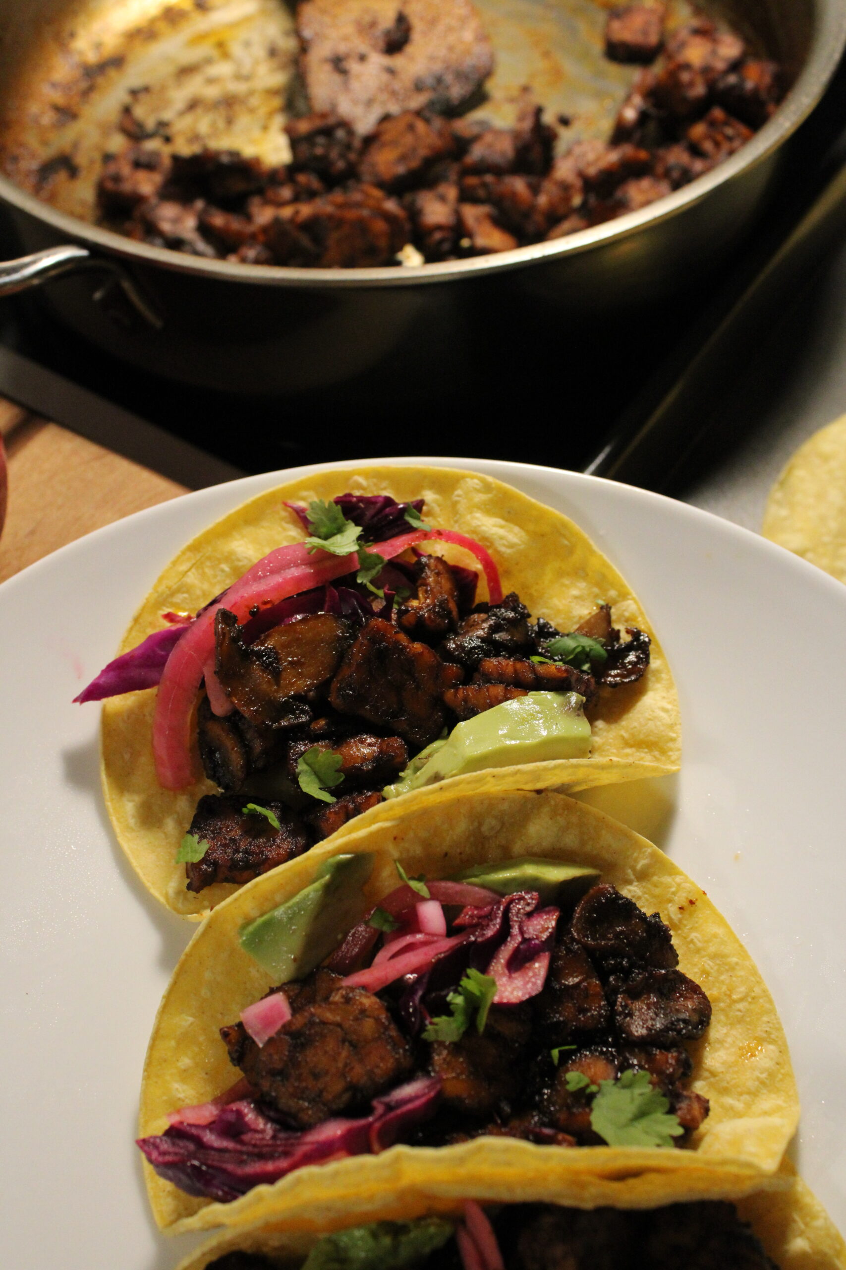 Spicy Tempeh Mushroom Tacos