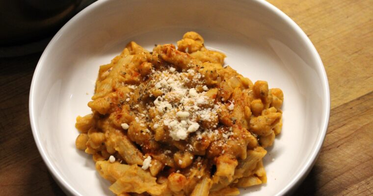 Creamy White Bean + Chickpea Pasta
