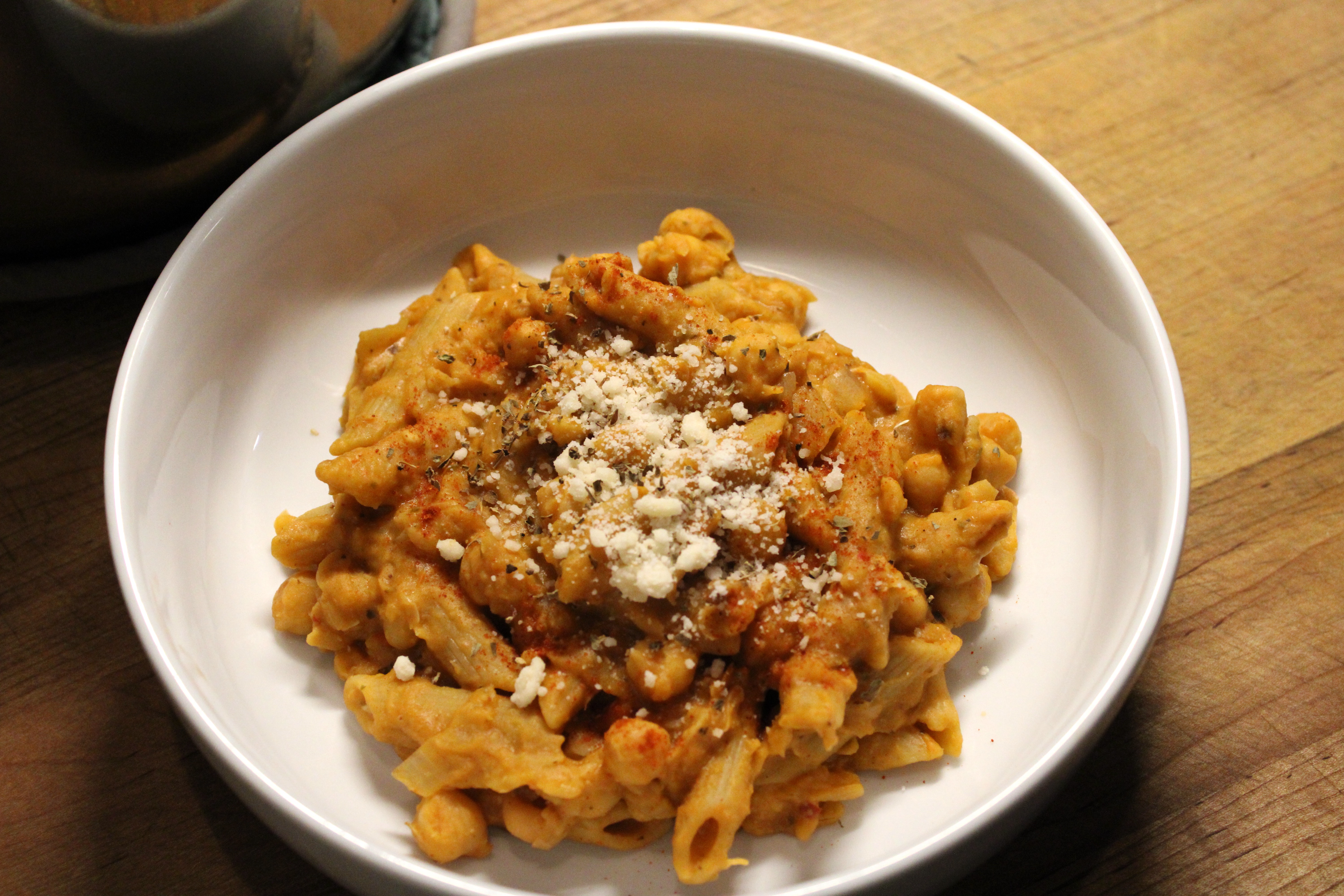 Creamy White Bean + Chickpea Pasta